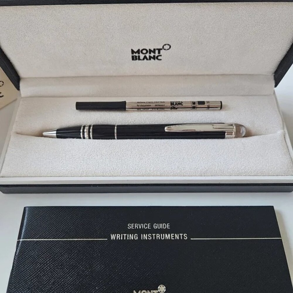 New Montblanc Starwalker Platinum Coated Black Precious Resin Ballpoint Pen